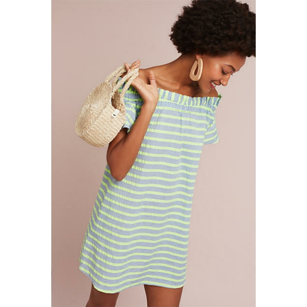 Anthropologie Off the Shoulder Striped Dress